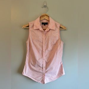 Pink Banana Republic Sleeveless Button Down w/ White Polka Dots (Size 2)